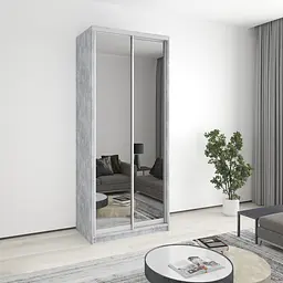 Шафа-купе дводверна MebelStar Стандарт AL 2 Дзеркала 100x60x240 см Бетон (MBS-3888)