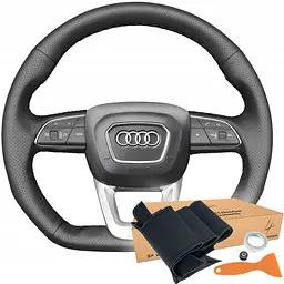 Чохол Обплетення Керма для Audi Q3/Q5/Q7/Q8 2017-2019 Шкіра (Модельна Викрійка) №6 - мініатюра 2