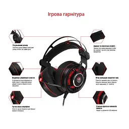 Навушники ігрові Piko PX4 Black/Red з мікрофоном - мініатюра 2