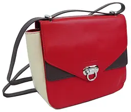 Невелика жіноча шкіряна сумка Giorgio Ferretti 35553SD04 Червона з бежевим