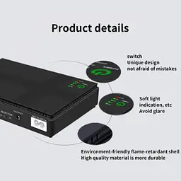 ДБЖ UPS для роутера DC1018P 12000 mAh 12V/ 9V/ 5V для пристроїв постійного струму (модем, термінал, ONU, GPON, камера) black - мініатюра 6