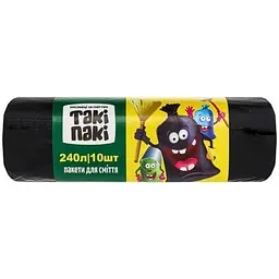 Пакети для смiття Такі Пакі 240л 10шт 38мкм 1000*1150 LDPE