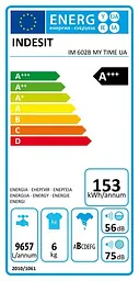 Пральна машина Indesit фронтальна, 6кг, 1200, A+++, 44.6см, дисплей, пара, інвертор, люк чорний, білий - мініатюра 10
