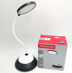 Настільна LED-лампа 40 см сенсорна світлодіодна 7 W акумуляторна (знімний 18650 2 × 1200 mAh) 3000–6500 K TITANUM 022B