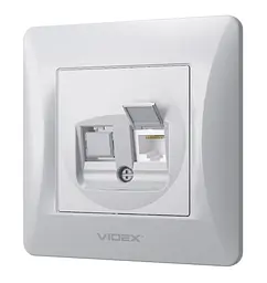 Розетка Videx Binera CAT6 одинарна комп'ютерна срібний шовк (VF-BNSK1PC6-SS) - мініатюра 2