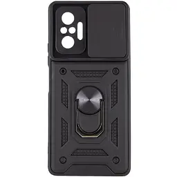 Ударостійкий чохол Camshield Serge Ring для Xiaomi Redmi Note 10 Pro / 10 Pro Max Чорний, TPU+PC, Шторка на камеру - мініатюра 2