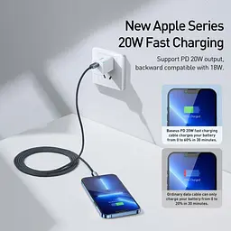 Кабель Baseus Crystal Shine Series Fast Charging Data Cable Type-C to iP 20W 2m CAJY000301 Black - мініатюра 7