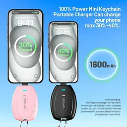 Портативний зарядний пристрій-брелок Huaeng Mini Power Emergency Pod для iPhone, 1600 мАг 2 шт. - мініатюра 2