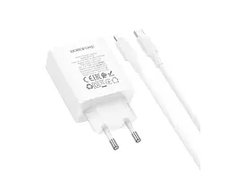 Мережевий зарядний пристрій Borofone BA107A Stellar 30 W + Type-C to Lightning cable White (6941991125355) - мініатюра 2