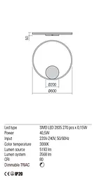 Бра Redo ORBIT AP/PL LED 42W 3000K D600 SAND WHITE (4.1.2) 01-1702 - мініатюра 3