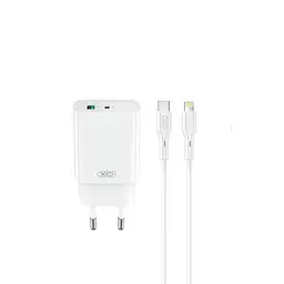 Сітчастий зарядний пристрій XO CE29 20W 1USB-A+1USB-C Fast Charger with TYPE-C cable (NB-Q231A) Білий - мініатюра 4