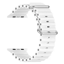Силіконовий ремінець на смарт-годинник для Apple Watch 42,44,45,46,49 mm, Ocean Band, white, зі зручною застібкою, для годинника епл вотч, спортивний, ArmorStandart (ARM74249)