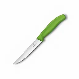 Кухонний ніж Victorinox SwissClassic Steak&Pizza лезо 12см хвил. з зел. ручкою - мініатюра 2
