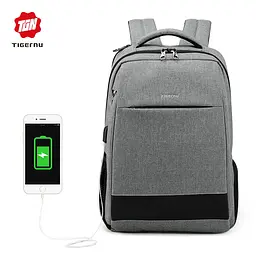 Рюкзак міський офісний Tigernu T-B3516 21л з USB для ноутбука 15.6" Grey (17052) - мініатюра 6