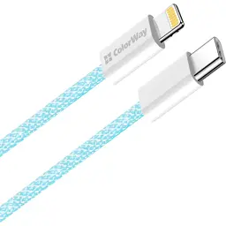 Дата кабель USB-C to Lightning 1.0m 27W blue ColorWay (CW-CBPDCL061-BL) - мініатюра 2