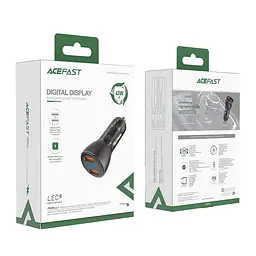 Адаптер автомобільний AceFast metal Car charger with digital display B7 |2USB, 45W/5A, PD/QC| - мініатюра 2