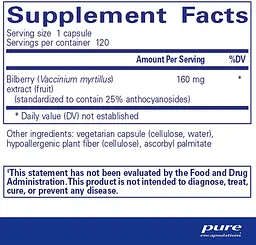 Екстракт чорниці Pure Encapsulations Bilberry 160 мг 120 капсул - мініатюра 2