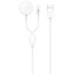 USB Cable Hoco U69 Portable 2-in-1 Lightning + IWatch Wireless Charger White 1m