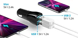 Зарядний пристрій Defender 2xUSB 12W 2.1A ECA-24 чорний (83824) - мініатюра 3