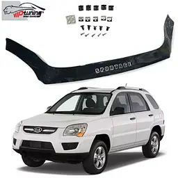 Дефлектор капоту мухобійка для Kia Sportage 2004-2009 довга Євро Кріплення (Vip Tuning) KA07