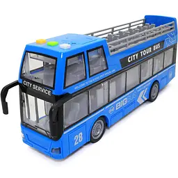 Дитяча масштабна модель двоповерхового екскурсійного автобуса Wenyi City Service з інерцією, підсвічуванням салону, музикою та механічними дверима 1:16 - мініатюра 5