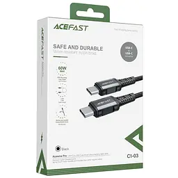 Дата кабель Acefast C1-03 Type-C to Type-C 60W (1.2m) Black - мініатюра 3