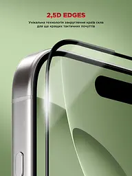 Захисне скло для Apple iPhone 16 Pro Max, Corning Black Icon, преміум якість, протиударне, загартоване, 2.5D скло, глянцеве, 9H, ультратонке, з олеофобним покриттям, з антистатичним шаром, сумісність з чохлами, ArmorStandart (ARM79555) - мініатюра 9