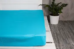 Простирадло на резинці Ecotton 180х200 см однотонне блакитного кольору Blue atol (20633)