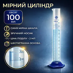 Циліндр вимірювальний скляний із носиком 100 мл - мініатюра 2