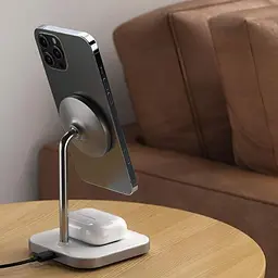 Бездротовий зарядний пристрій Satechi Magnetic Wireless Charging Stand Aluminum 2 in 1 Space Gray (ST-WMCS2M) - мініатюра 8