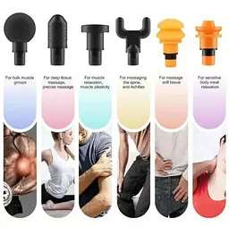 Ударний перкусійний масажер тригерних точок Massage Gun 2500 mAh (6 насадок, 30 швидкостей) - мініатюра 7