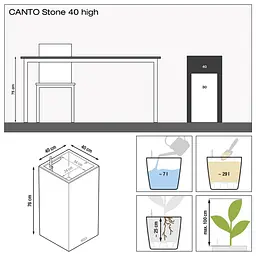 Вазон Lechuza Canto Stone High, 29 л, світло-бежевий (13621) - мініатюра 4
