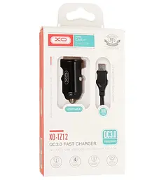 АЗП XO TZ12 18W QC3.0 Car Charger with Micro cable Black - мініатюра 2