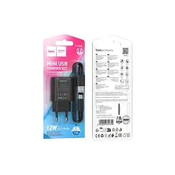Зарядний пристрій HOCO C134A USB + кабель USB-A — USB-C 2.4 А чорний (6942007621359) - мініатюра 4