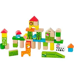 Деревянные кубики Viga Toys Зоопарк 50 шт. (50286)