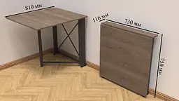 Стіл-книга трансформер Оріон 1 Ferrum-decor 750x810x730 Чорний метал ДСП Дуб Сонома Трюфель 16 мм (FRD-104601) - мініатюра 7