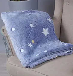 Детский светящийся плед со звездами 120×150 см Magic Blanket мягкий материал микрофибра Голубой - миниатюра 3