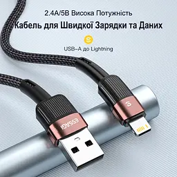 Кабель Essager USB-A Lightning 2.4A для iPhone та iPad, 1м, чорний - мініатюра 3