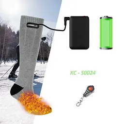 Шкарпетки KC-S0024 з підігрівом та блоком живлення 4000 mAh з пультом управління (розмір 38-44) Сірі - мініатюра 6