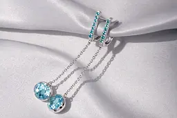 Сережки з білого золота з блакитними топазами S-0385 - мініатюра 2