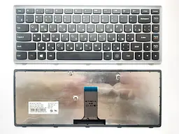 Клавіатура для ноутбуків Lenovo IdeaPad G400, G405, Z410, Flex 14 Series чорна з сірою рамкою RU/US