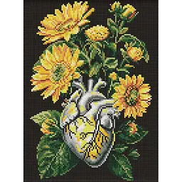 Алмазна мозаїка Соняшники та серце ©art_selena_ua Ідейка AMO20178, 30х40 см