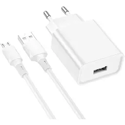 Зарядний пристрій BOROFONE BA74A Aspirer USB + кабель USB-A — Micro-USB 5P білий (6974443388664) - мініатюра 10