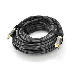 Кабель VEGGIEG HX-15 HDMI-HDMI 2 K * 4 K, 15.0 m, v 2,0, OD-8.0 mm, круглий, обплетення, Black, коннектор Black-Gold, Box