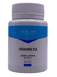 Дієтична добавка New Life вітамін Д3 холекальциферол 60 таблеток