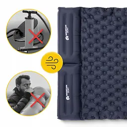 Килимок (каремат) надувний Mountain Goat 200 x 120 x 7 см двомісний з вбудованим насосом MG0013 Navy Blue (P-5905973400923) - мініатюра 8