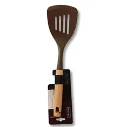 Лопатка силіконова з прорізами Lessner Chef Choco 35,5см з дерев'яною ручкою (10333)