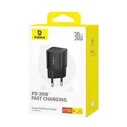 Мережевий зарядний пристрій Baseus GaN5S Fast Charger 1C 30W EU чорний P10162504113-00 - мініатюра 5