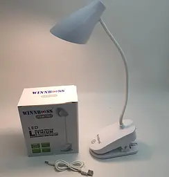 LED-лампа сенсорна світлодіодна настільна на прищіпці акумуляторна (знімний 18650) тепле, нейтральне та холодне світло WinBoss 1927 - мініатюра 3