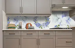 Вініловий кухонний фартух Вінок із польових квітів наклейка для кухні ПВХ Квіти Блакитний Happy Pocket Z181679 - мініатюра 5